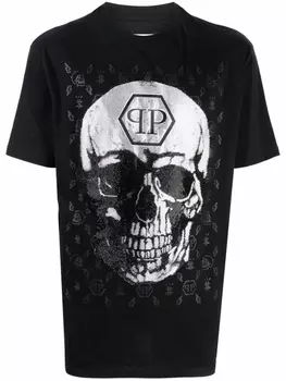 Philipp Plein футболка с декором Skull, черный