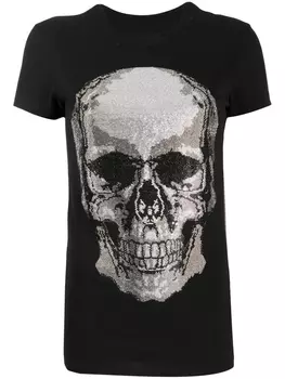Philipp Plein футболка с декором Skull, черный