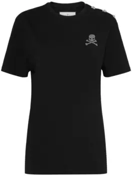 Philipp Plein футболка с декором Skull, черный