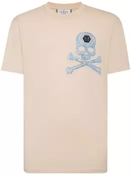 Philipp Plein футболка с декором Skull, нейтральный цвет