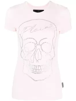 Philipp Plein футболка с декором Skull, розовый