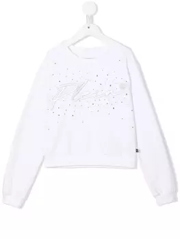 Philipp Plein футболка с длинными рукавами и вышитым логотипом, белый