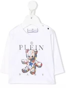 Philipp Plein футболка с длинными рукавами и логотипом, белый