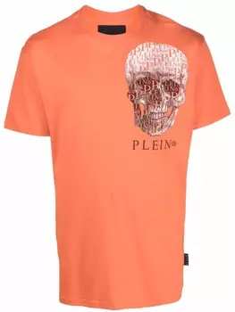 Philipp Plein футболка с графичным принтом Skull, оранжевый