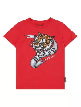 Philipp Plein футболка с кристаллами, красный