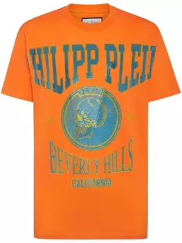 Philipp Plein футболка с кристаллами, оранжевый