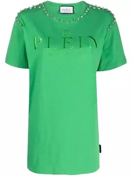 Philipp Plein футболка с кристаллами, зеленый