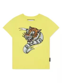 Philipp Plein футболка с кристаллами, желтый
