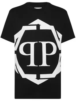 Philipp Plein футболка с круглым вырезом и шестиугольником, черный