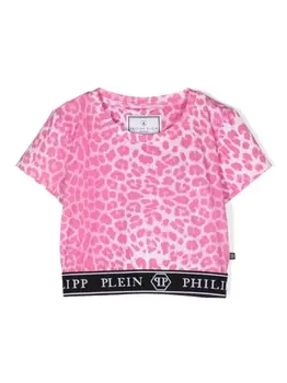 Philipp Plein футболка с леопардовым принтом, розовый