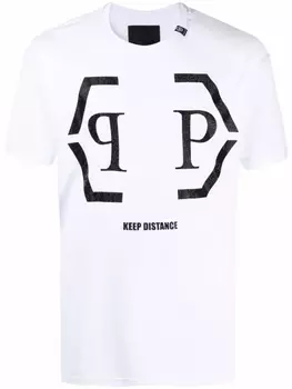 Philipp Plein футболка с логотипом Hexagon, белый