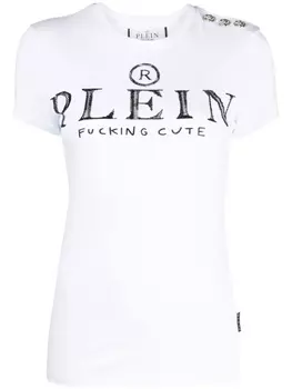 Philipp Plein футболка с логотипом и кристаллами, белый