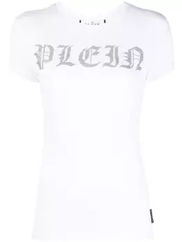 Philipp Plein футболка с логотипом и стразами, белый
