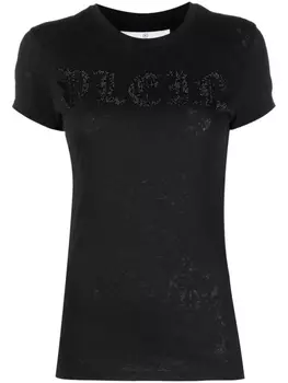 Philipp Plein футболка с логотипом и стразами, черный