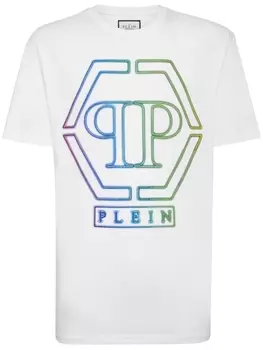 Philipp Plein футболка с логотипом и стразами, белый