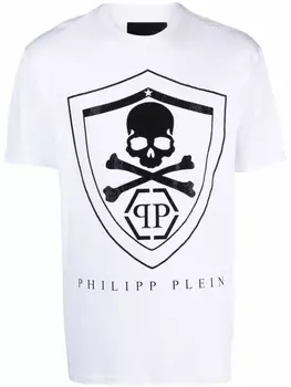 Philipp Plein футболка с логотипом из страз, белый