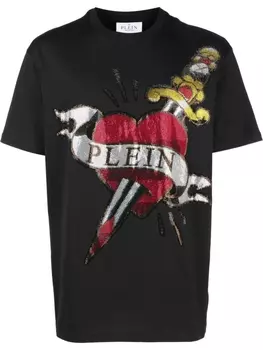 Philipp Plein футболка с логотипом из страз, черный