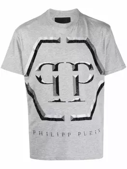 Philipp Plein футболка с логотипом, серый