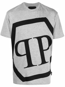 Philipp Plein футболка с логотипом, серый