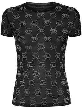 Philipp Plein футболка с монограммой и кристаллами
