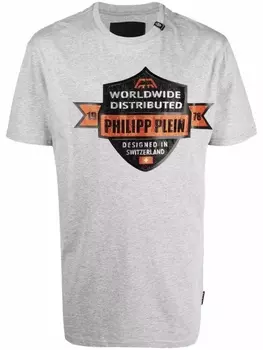 Philipp Plein футболка с надписью, серый