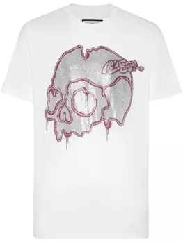 Philipp Plein футболка с принтом Dripping Skull, белый