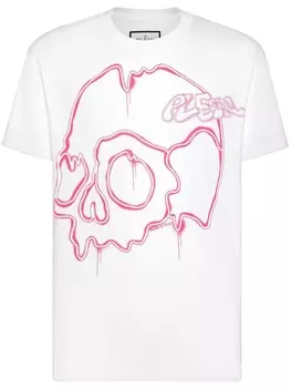 Philipp Plein футболка с принтом Dripping Skull, белый