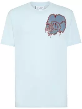 Philipp Plein футболка с принтом Dripping Skull, синий