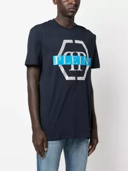 Philipp Plein футболка с принтом Haxagon, синий