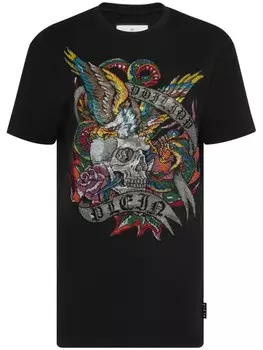Philipp Plein футболка с принтом и кристаллами, черный