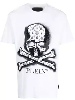 Philipp Plein футболка с принтом и стразами, белый