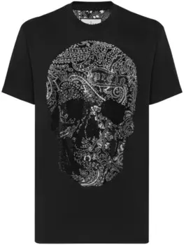 Philipp Plein футболка с принтом Paisley Skull, черный