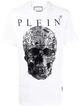 Philipp Plein футболка с принтом Skull, белый