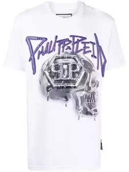 Philipp Plein футболка с принтом Skull, белый