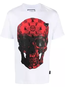 Philipp Plein футболка с принтом Skull, белый