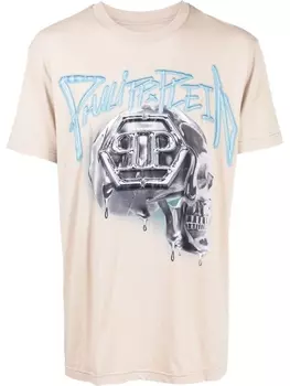 Philipp Plein футболка с принтом Skull, нейтральный цвет