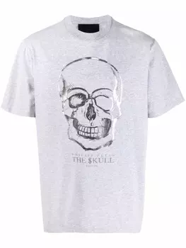 Philipp Plein футболка с принтом Skull, серый