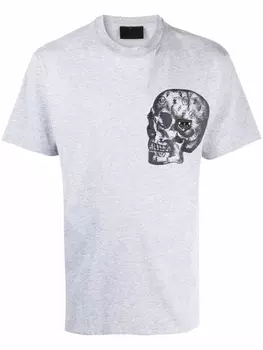 Philipp Plein футболка с принтом Skull, серый