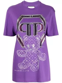 Philipp Plein футболка с принтом Teddy Bear, фиолетовый