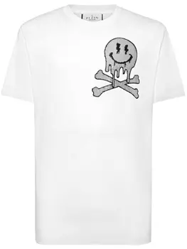 Philipp Plein футболка Skeleton со стразами, белый