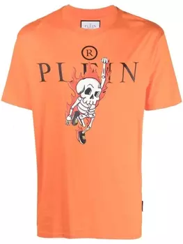 Philipp Plein футболка Skully Gang с короткими рукавами, оранжевый