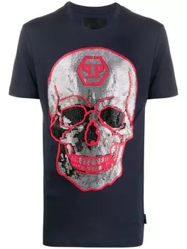 Philipp Plein футболка со стразами, синий