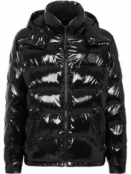 Philipp Plein глянцевый пуховик, черный