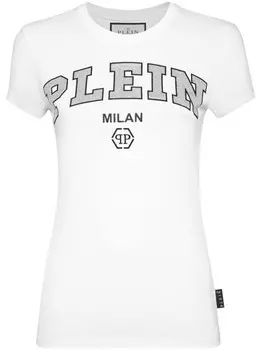Philipp Plein хлопковая футболка с кристаллическим логотипом