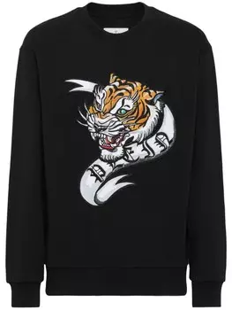 Philipp Plein хлопковая толстовка с принтом татуировок, черный