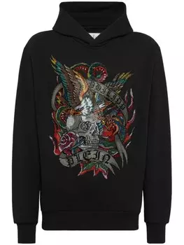 Philipp Plein худи Crystal Tattoo с кристаллами, черный