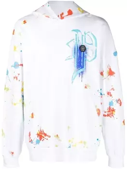 Philipp Plein худи Dripping Skull, белый