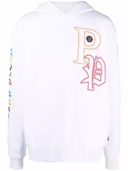 Philipp Plein худи Gothic Plein с вышивкой, белый