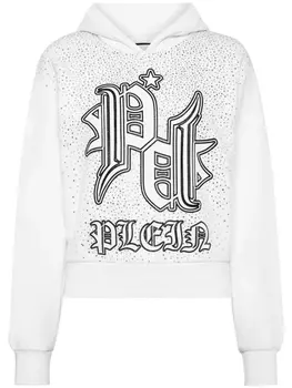 Philipp Plein худи Gothic Plein со стразами, белый