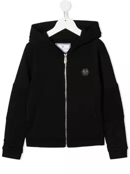 Philipp Plein худи на молнии с логотипом, черный